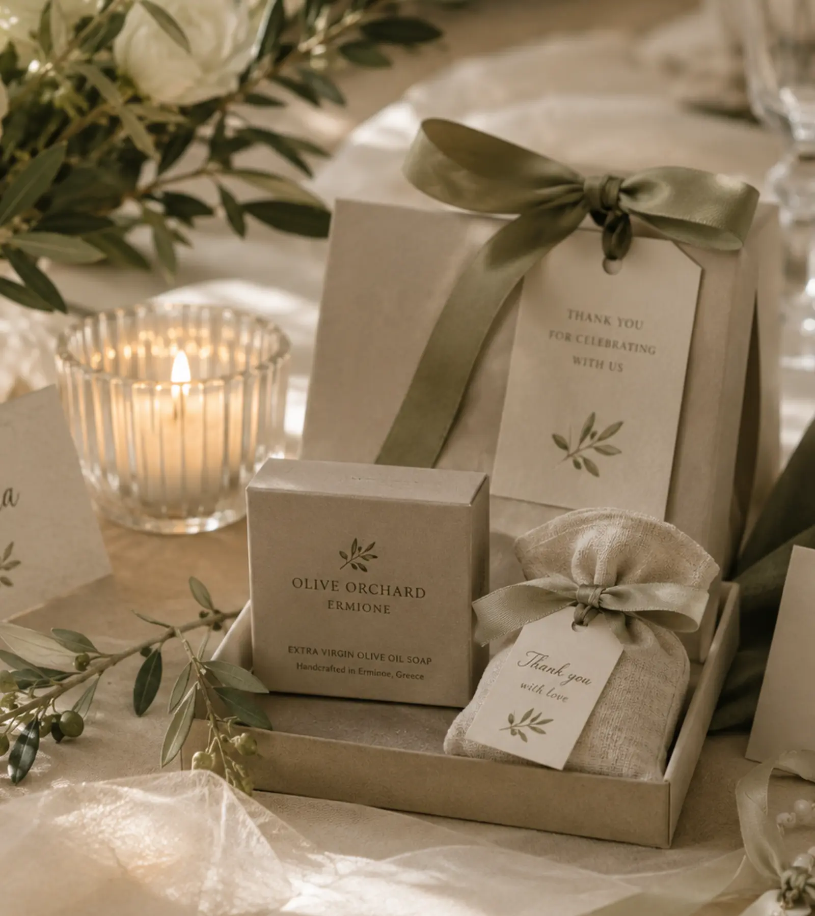 Elegant wedding and baptism soap favours
